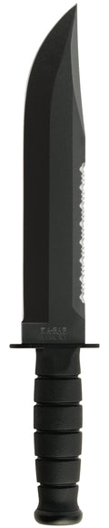 Ka-Bar 2211 Big Brother  9.38" Fixed Top Serrated/Bottom Straight Plain Black 1095 Cro-Van Blade, Black Kraton G Handle,