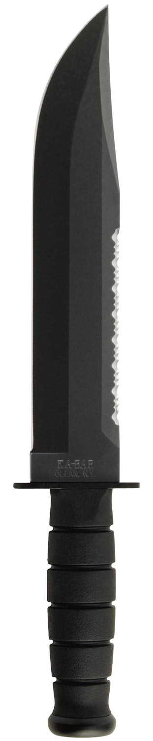 Ka-Bar 2211 Big Brother  9.38" Fixed Top Serrated/Bottom Straight Plain Black 1095 Cro-Van Blade, Black Kraton G Handle,