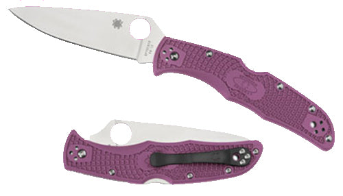Spyderco C10FPPR Endura 4 Lightweight 3.75" Folding Clip Point Plain VG-10 SS Blade Purple Bi-Directional Texturing FRN 
