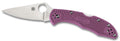 Spyderco CLLFPPR Delica 4 Lightweight 2.88" Folding Drop Point Plain VG-10 SS Blade Purple Bi-Directional Texturing FRN 