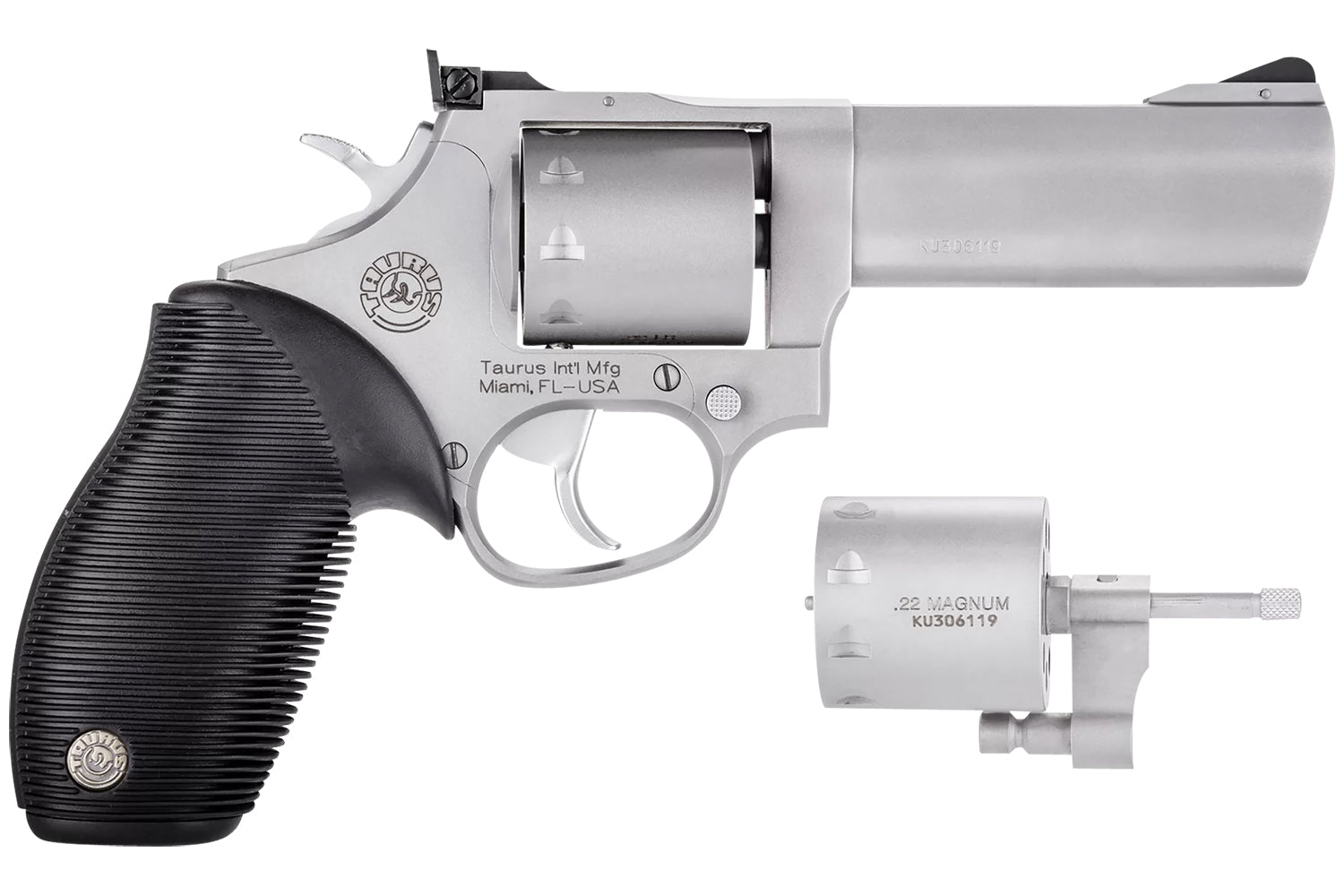 Taurus 2992049 Tracker 992 22 LR or 22 WMR 9rd 4" Barrel, Overall Matte Finish Stainless Steel & Black Ribber Grip Inclu