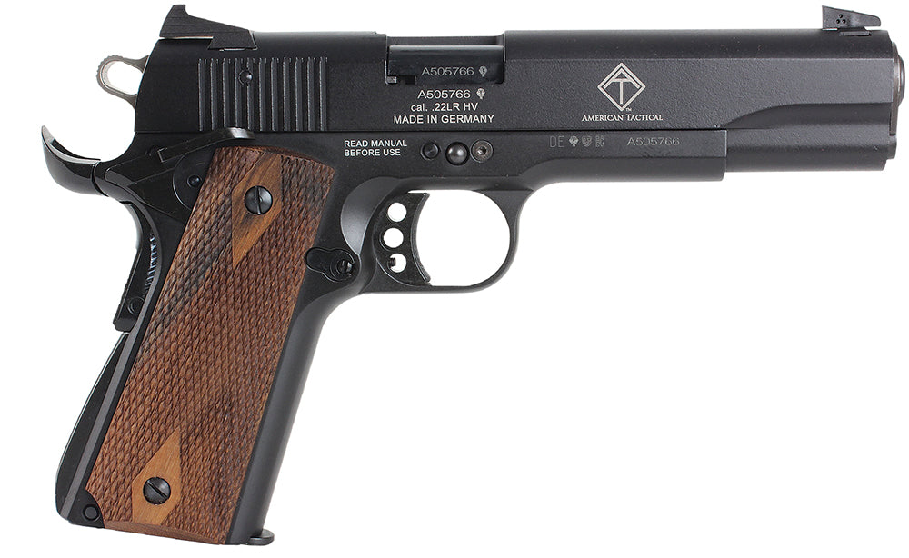 GSG GSG2210M1911CA 1911 *CA Compliant 22 LR 10+1 5" All Black Anodized Steel Barrel, Serrated Slide, Zinc Alloy w/Beaver