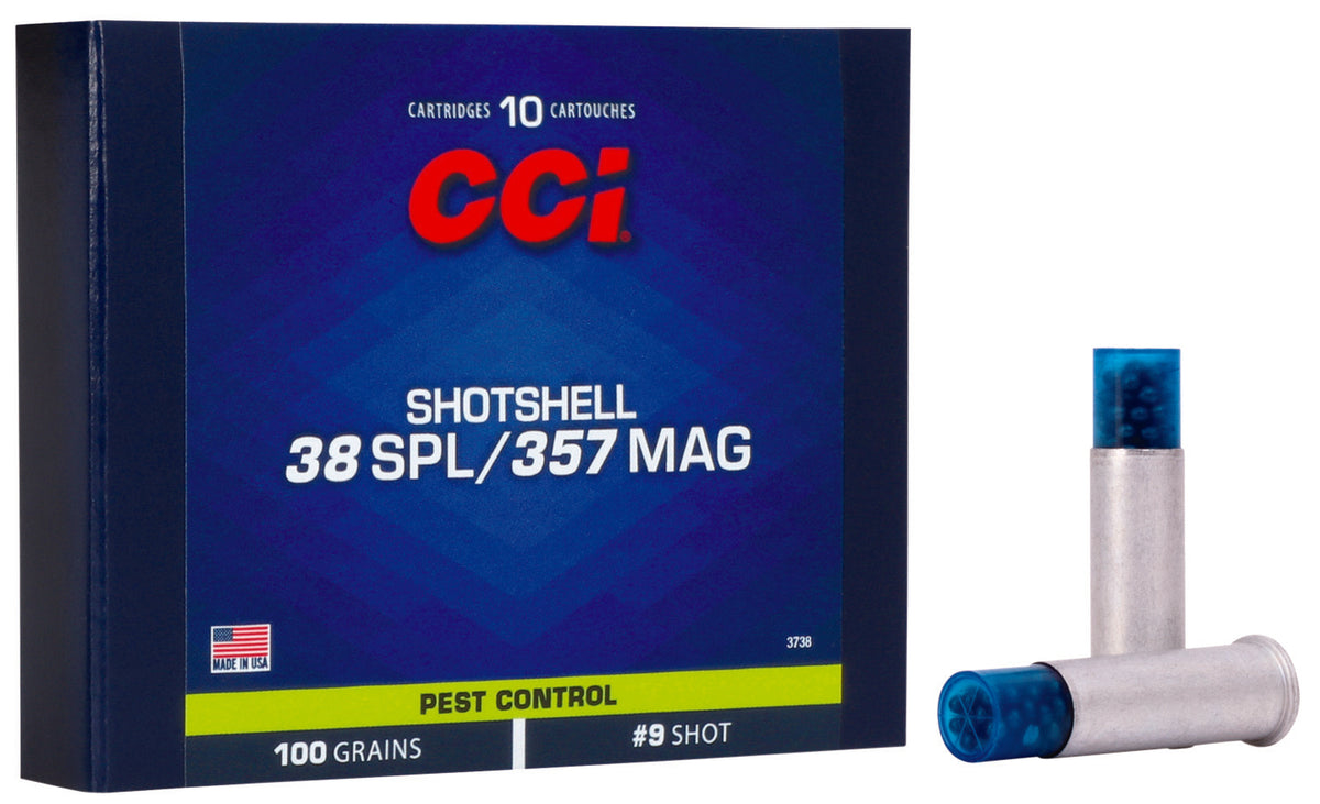 CCI 3738 Pest Control Shotshell 38Sp/357 Mag 100gr #9Shot 10 Per Box/20 Case