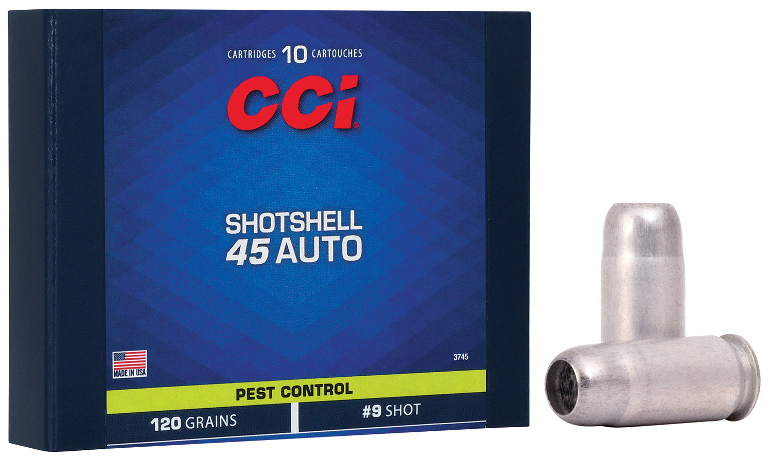 CCI 3745 Pest Control Shotshell 45ACP 120gr #9Shot 10 Per Box/20 Case