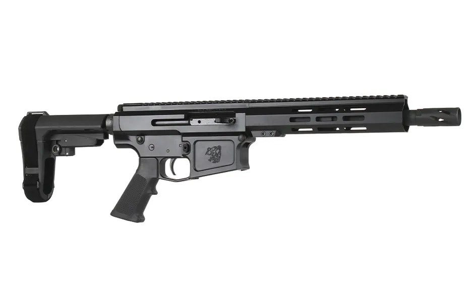 BC-10 8.6 Blackout Side Charging Complete Pistol, 10.5" Parkerized SOCOM Barrel, 1:3 Twist, Pistol Length Gas System, 9.5" M-LOK Rail, Brace