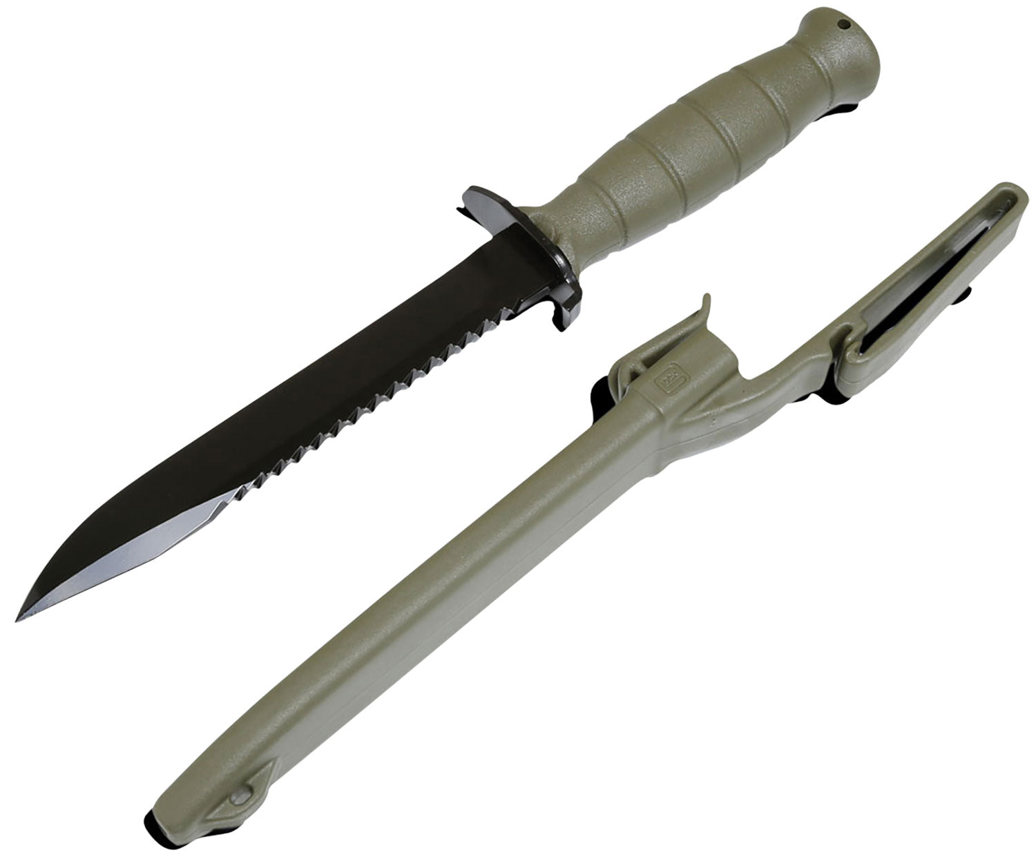 Glock KF039181 Field  7" Fixed Clip Point Plain/Saw Black High Carbon Steel Blade Battle Field Green Textured Trimond Po