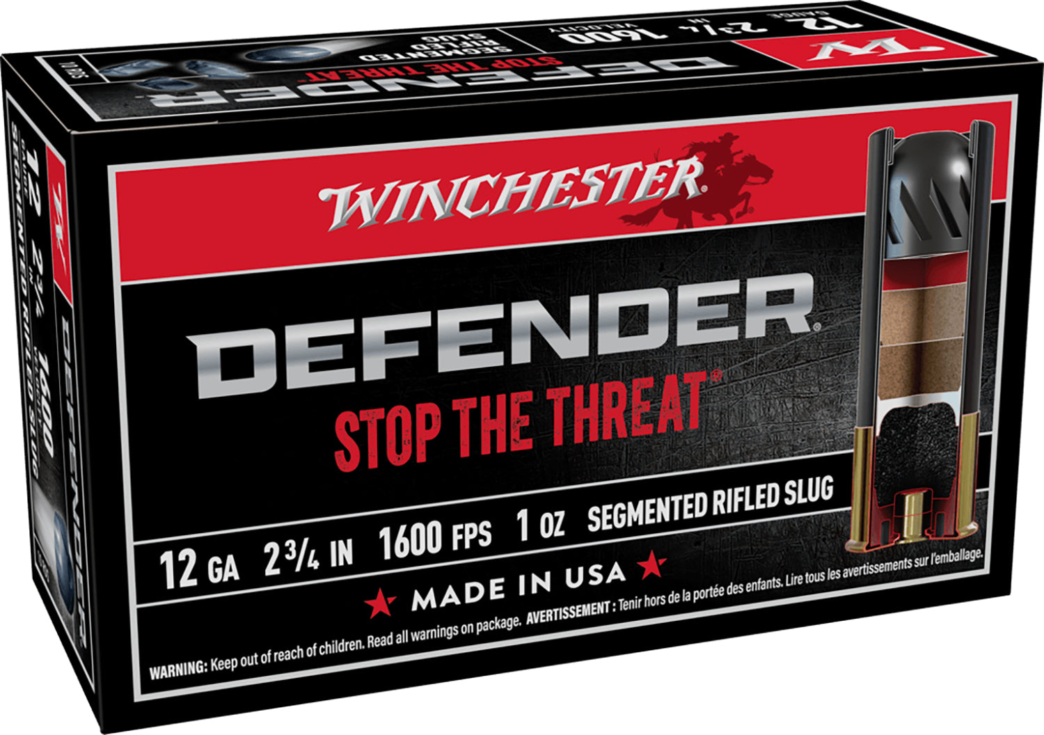 Winchester Ammo S12PDX1S PDX1 Defender  12Gauge 2.75" 1oz Rifled Slug Shot 10 Per Box/10 Case