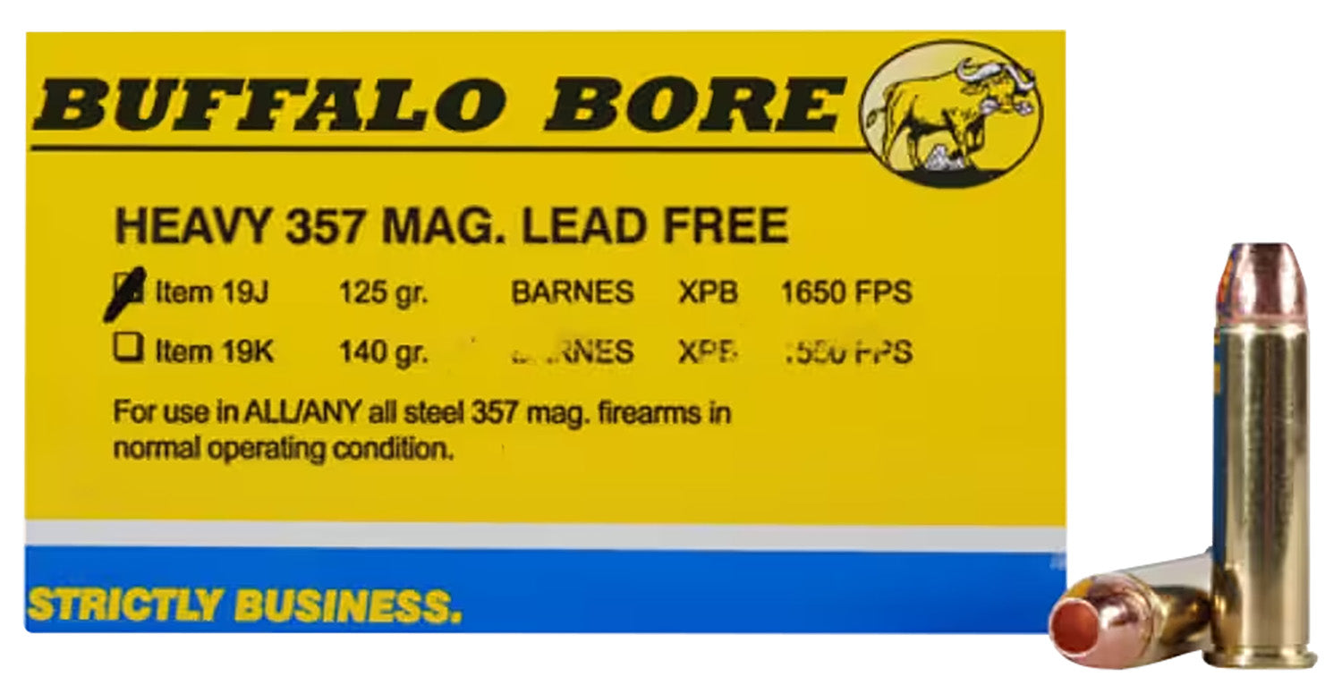Buffalo Bore Ammunition 19J20 Buffalo-Barnes Strictly Business 357Mag 125gr Barnes VOR-TX XPB Lead Free 20 Per Box/12 Ca