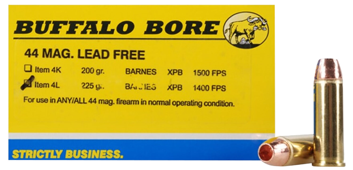 Buffalo Bore Ammunition 4L20 Buffalo-Barnes Strictly Business 44Rem Mag 225gr Barnes VOR-TX XPB Lead Free 20 Per Box/12 