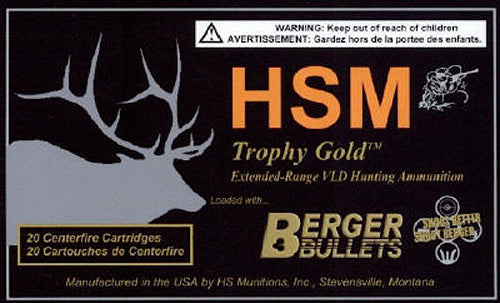 HSM 300WBY168VLD Trophy Gold Extended Range 300 Wthby Mag 168 gr Berger Hunting VLD Match 20 Per Box/ 20 Case