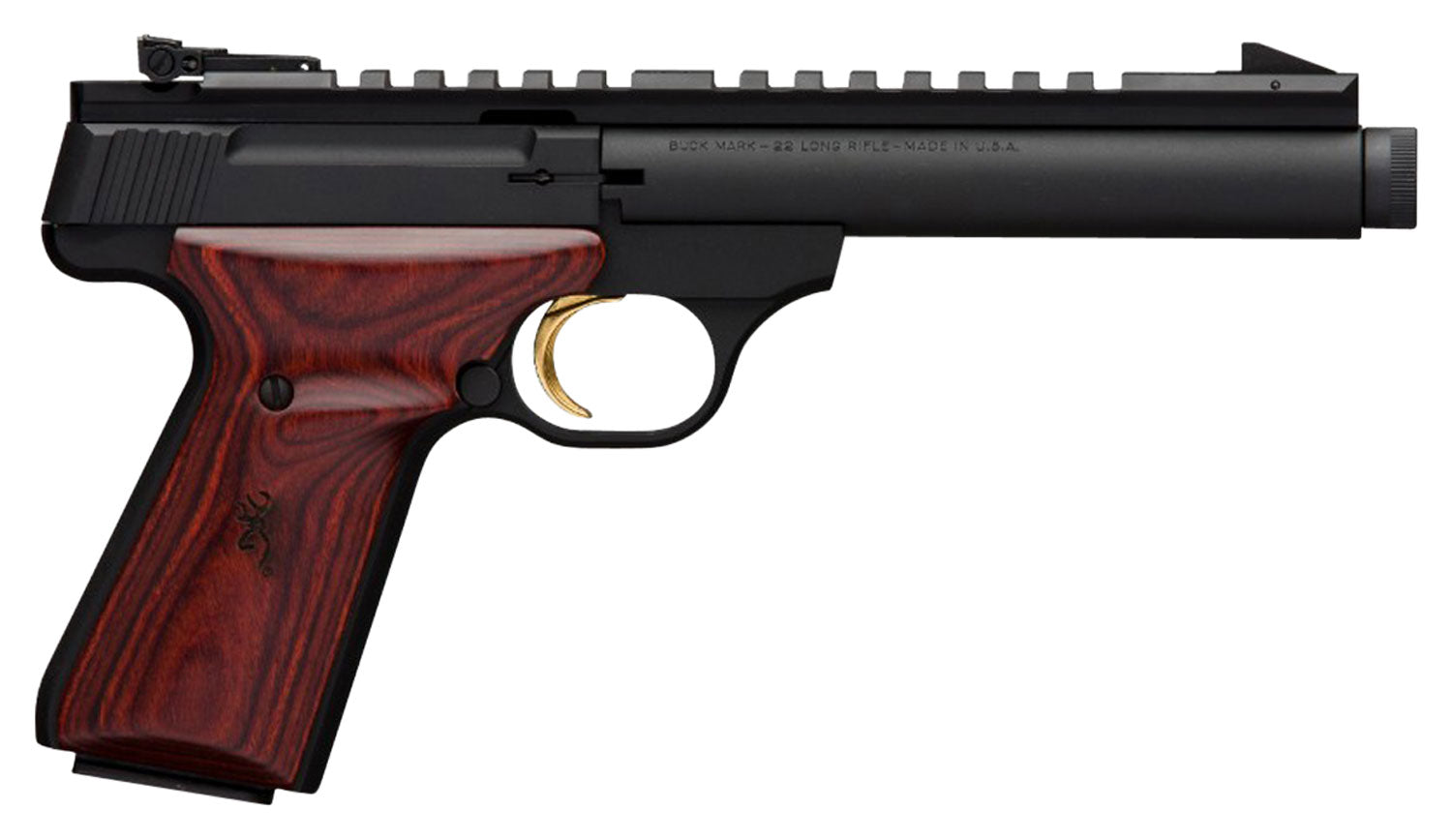 Browning 051527490 Buck Mark Field Target SR 22 LR 10+1 5.50" Black Threaded Bull Barrel, Matte Black Aluminum Frame, Pi
