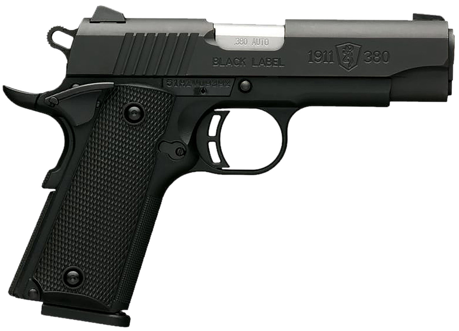 Browning 051905492 1911 Black Label 380 ACP 8+1 3.63" Stainless Target Crown Steel Barrel, Matte Black Serrated Stainles