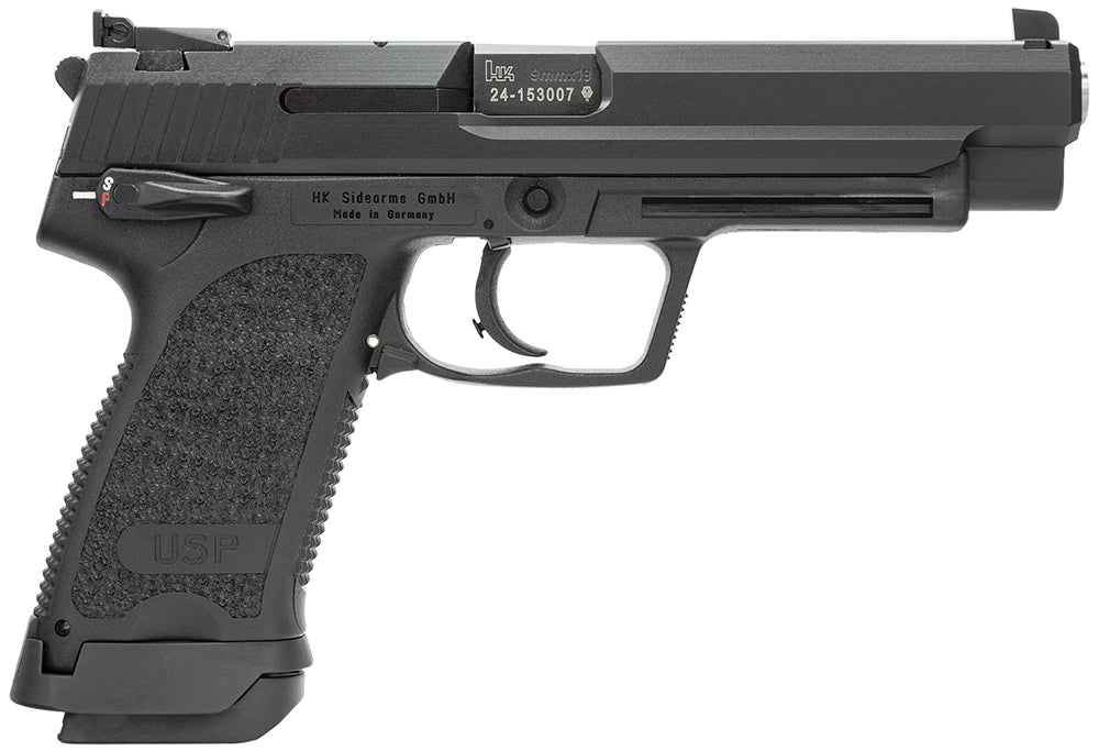 HK 81000363 USP Expert V1 9mm Luger 18+1, 5.19" Black Polygonal Rifled Barrel, Black Serrated Steel Slide, Black Polymer