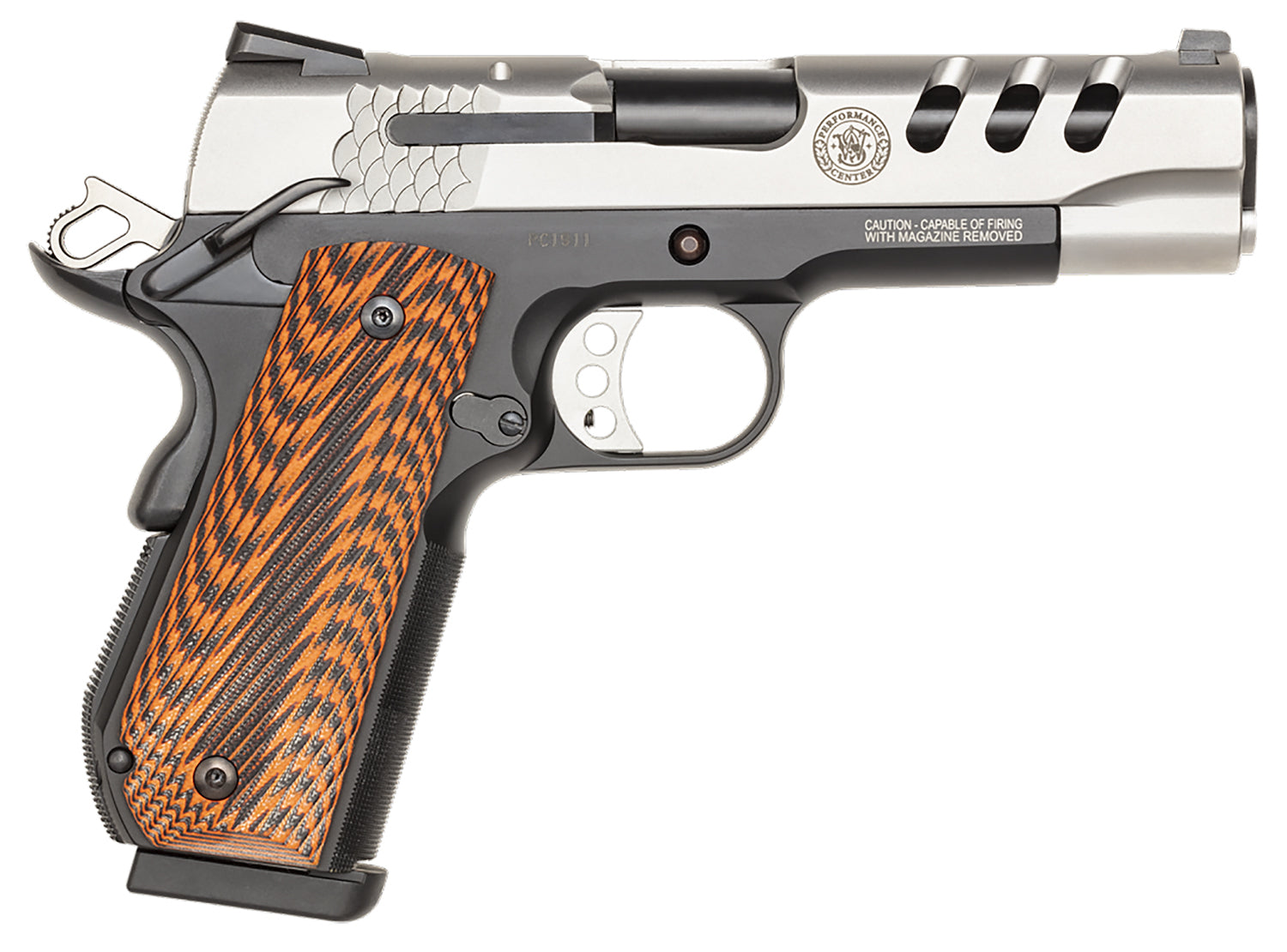 Smith & Wesson 170344 1911 Performance Center  45 ACP 4.25" Throated Barrel 8+1, Black Scandium Frame, Ported Matte Stai