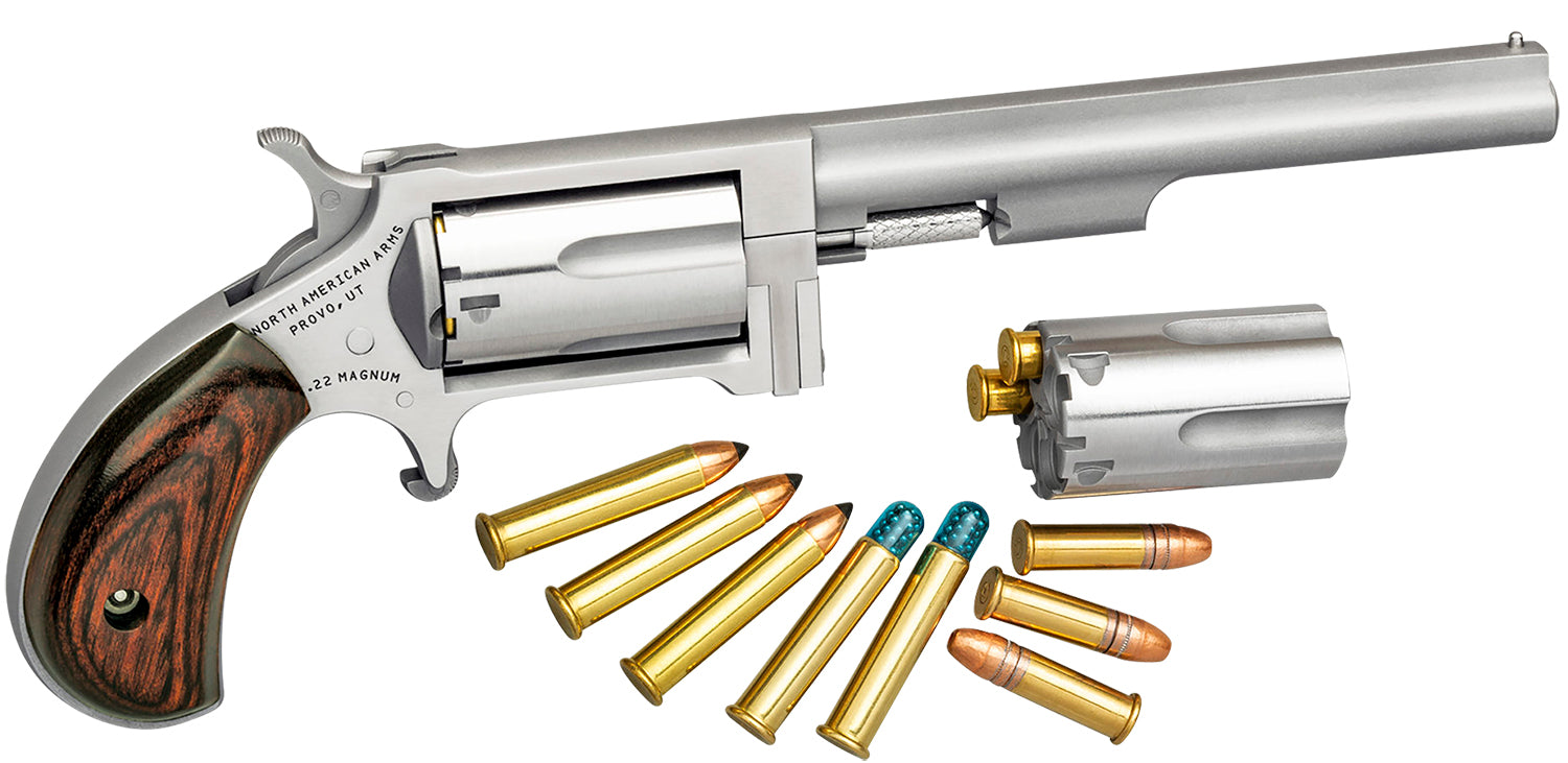 North American Arms SWC4 Sidewinder *CA Compliant 22 LR/22 WMR 5 Shot 4" Stainless Steel Barrel, Stainless Steel Frame, 