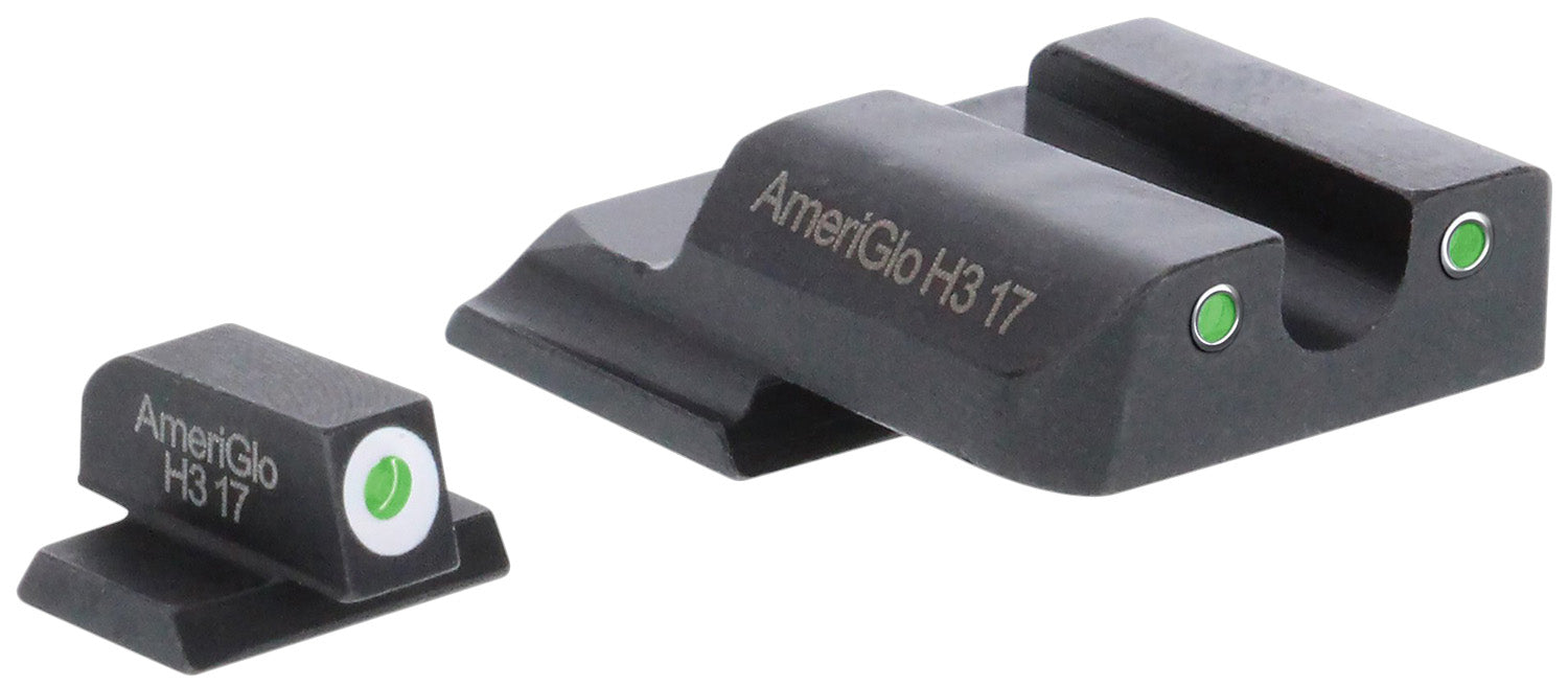 AmeriGlo SW145 Classic Tritium Set for Smith & Wesson M&P Shield  Green Tritium White Outline Front Sight-Green Tritium 