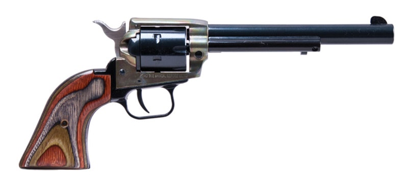 Heritage Rough Rider, .22 Combo 6.5" Barrel, Fixed Sights, Black Oxide, Simulated Case Hardened Frame, Laminated Wood Grips, 6-Rd
