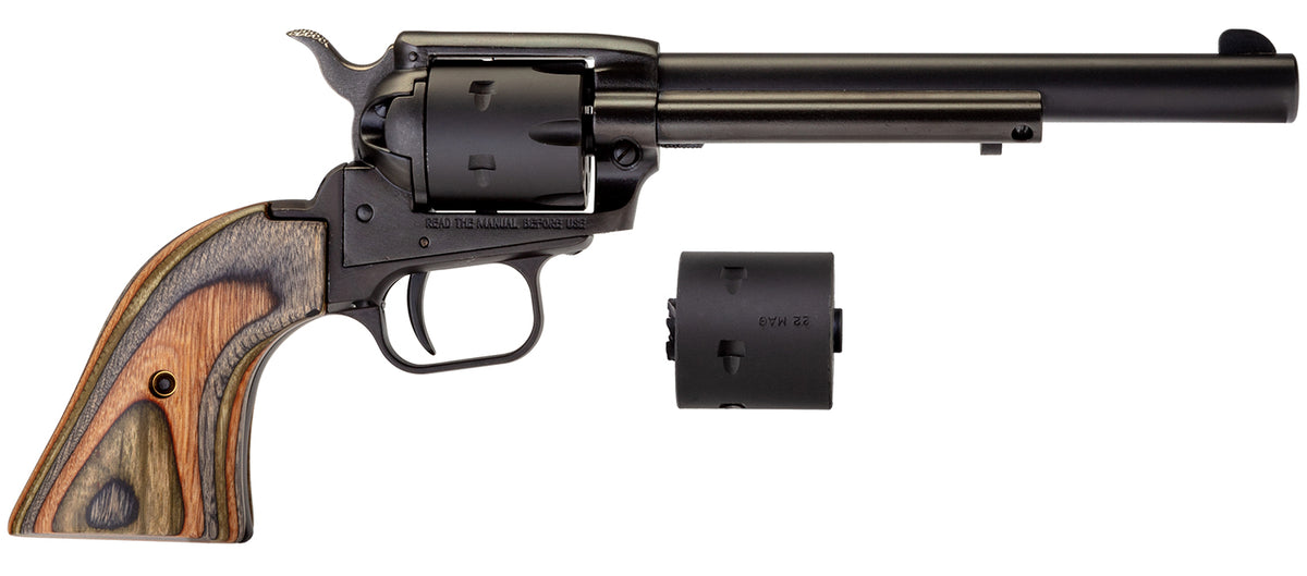 Heritage Mfg RR22MBS6 Rough Rider  22 LR/22 WMR 6 Shot, 6.50" Black Satin Steel Barrel, Black Satin Zinc Alloy Frame, Bl