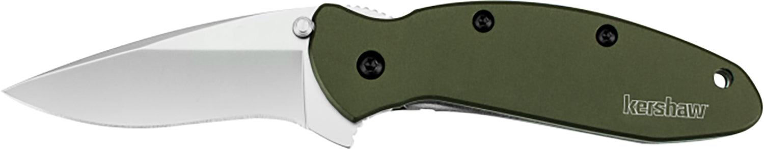 Kershaw 1620OL Scallion  2.40" Folding Drop Point Plain Bead Blasted 420HC SS Blade Olive Drab Anodized Aluminum Handle 
