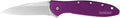 Kershaw 1660PUR Leek  3" Folding Drop Point Plain Bead Blasted 14C28N Steel Blade Purple Anodized Aluminum Handle Includ