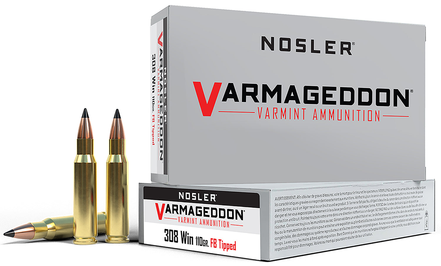 Nosler 40272 Varmageddon  308Win 110gr Flat Base Tipped 20 Per Box/10 Case