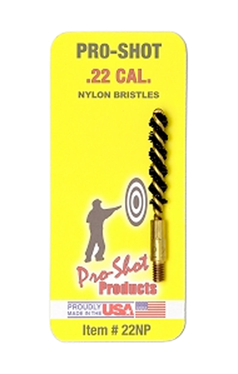Pro-Shot 22NP Bore Brush  .22 Cal Pistol #8-32 Thread Nylon Bristles Brass Core