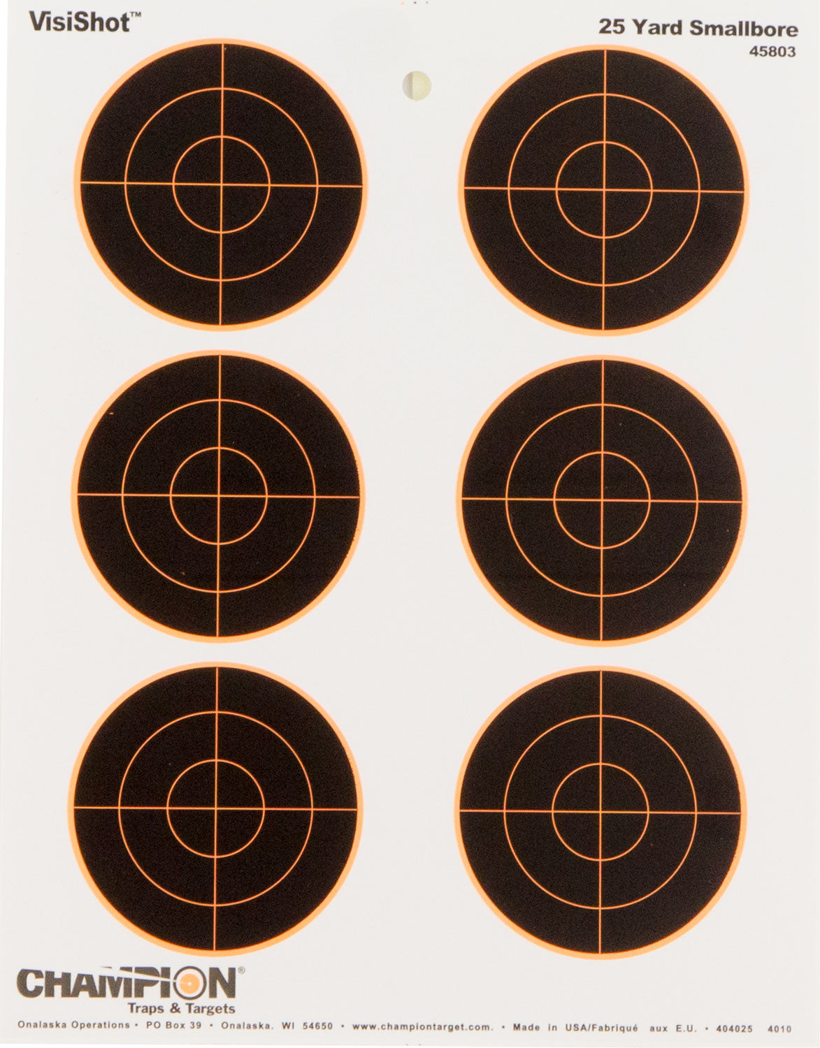 Champion Targets 45803 VisiShot  Bullseye Paper Hanging 25 yds Small Bore Rifle 8.50" x 11" Black/White 10 Pack