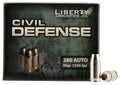 Liberty Ammunition LACD380023 Civil Defense  380ACP 50gr Lead Free Fragmenting Hollow Point 20 Per Box/50 Case