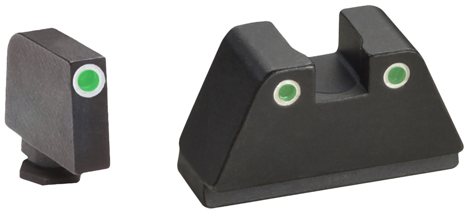 AmeriGlo GL329 Optic Compatible Sight Set for Glock  XL Tall Green Tritium White Outline Front Sight-Green Tritium White