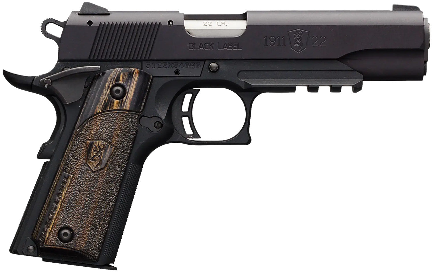 Browning 051816490 1911 Black Label Full Size Frame 22 LR 10+1, 4.25" Stainless Steel Barrel, Matte Black Serrated Slide