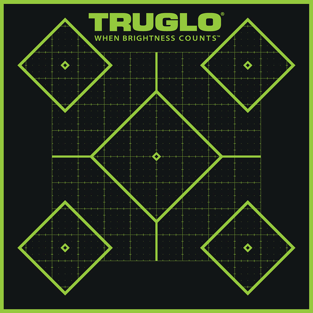 TruGlo TG14A6 Tru-See 5- Diamond Target Self-Adhesive Heavy Paper Black/Green 12"x12" 6 Pack