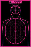 TruGlo TG13P6 Tru-See Handgun Target Self-Adhesive Heavy Paper Black/Pink 12"x18" Silhouette 6 Pack