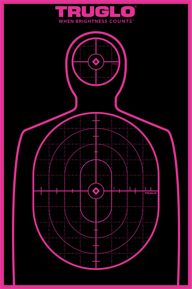 TruGlo TG13P6 Tru-See Handgun Target Self-Adhesive Heavy Paper Black/Pink 12"x18" Silhouette 6 Pack