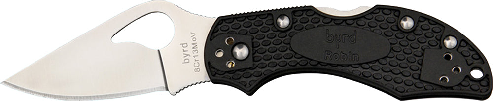 Spyderco BY10PBK2 Byrd Robin 2 Lightweight 2.43" Folding Drop Point Plain 8Cr13MoV SS Blade Black Bi-Directional Texturi