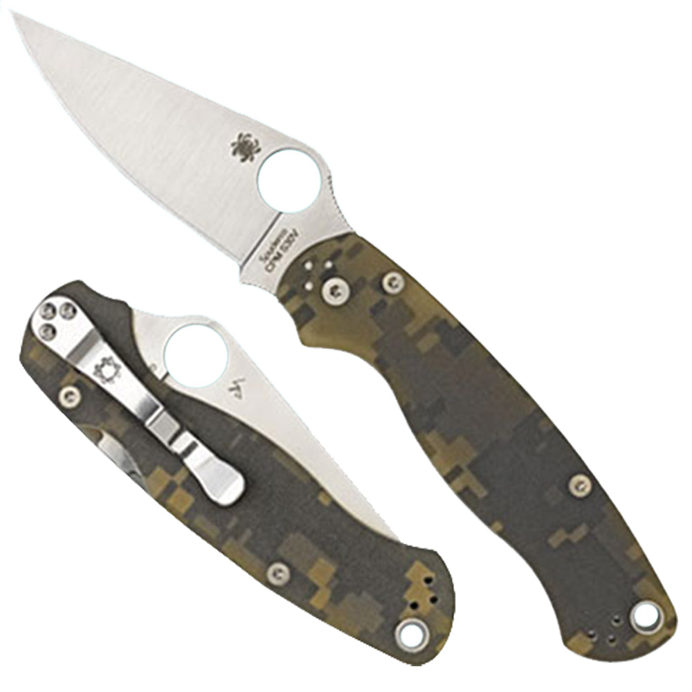 Spyderco C81GPCMO2 Para Military 2  3.45" Folding Drop Point Plain CPM S45VN SS Blade Camo G10 Handle Includes Pocket Cl