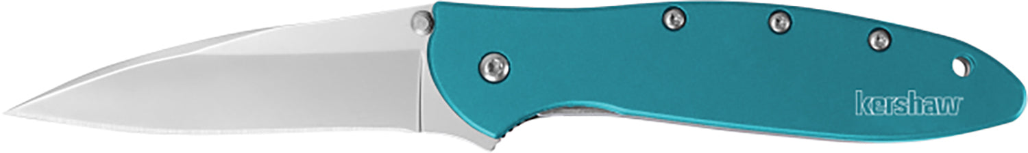 Kershaw 1660TEAL Leek  3" Folding Drop Point Plain Bead Blasted 14C28N Steel Blade Teal Anodized Aluminum Handle Include