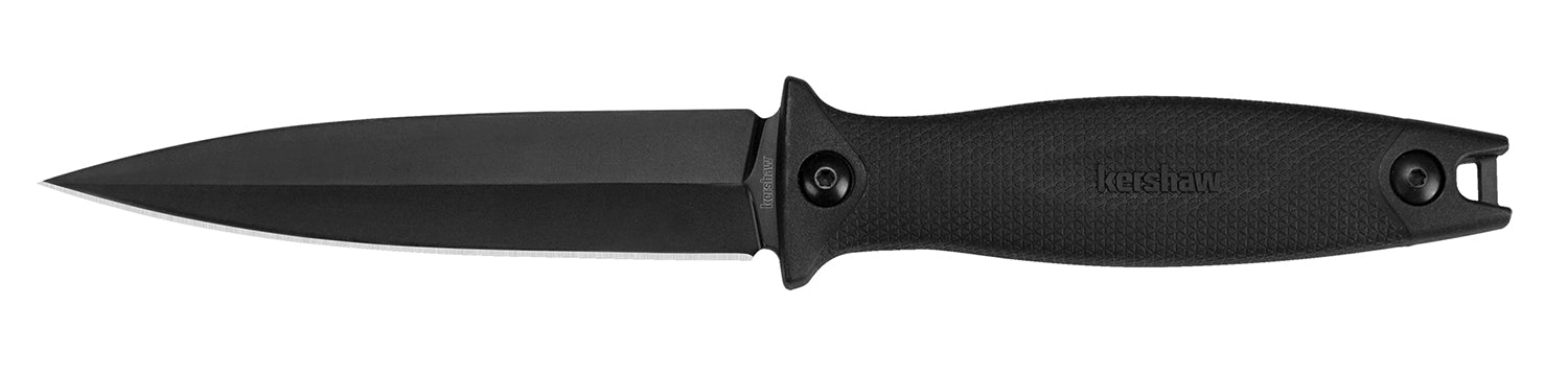 Kershaw 4007 Secret Agent  4.40" Fixed Spear Point Plain Black Oxide 8Cr13MoV SS Blade Black Glass-Filled Nylon Handle I
