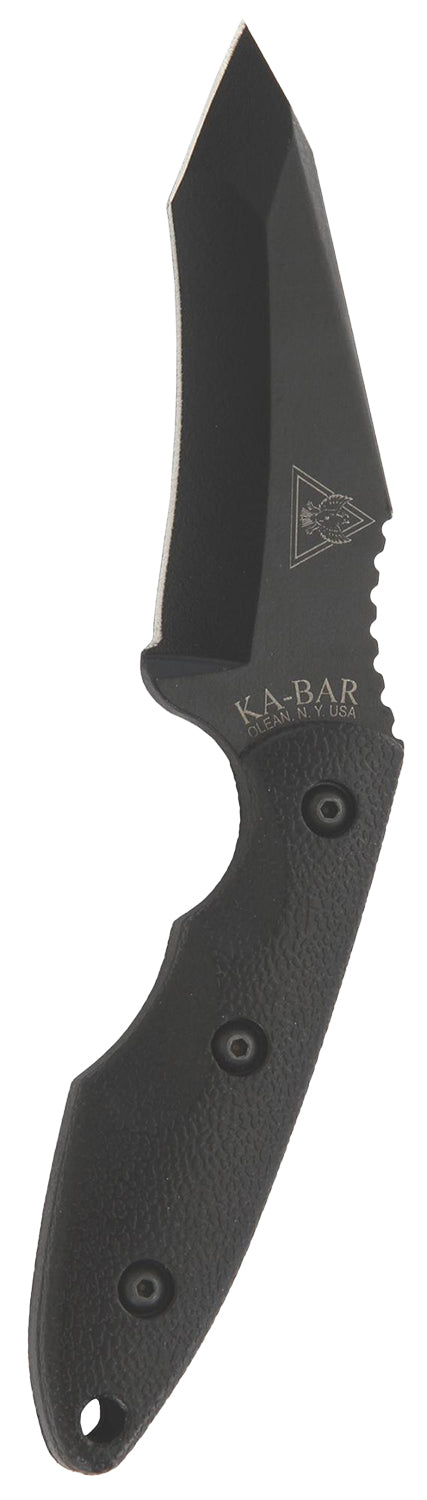 Ka-Bar 2486 TDI Hell Fire 3.56" Fixed Recurve Tanto Plain Black 1095 Cro-Van Blade, Black Ultramid Handle, Includes Shea