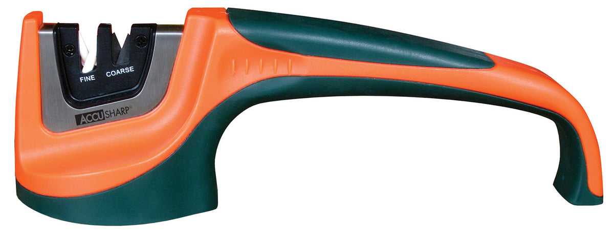 AccuSharp 039C Pull-Through Sharpener Hand Held Fine, Coarse Tungsten Carbide and Ceramic Sharpener Rubber Handle Black/