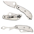 Spyderco C175P Clipitool  Silver Stainless Steel Folding 8Cr13MoV SS 4.57"/4.59" Long Plain Blade Stainless Steel Handle