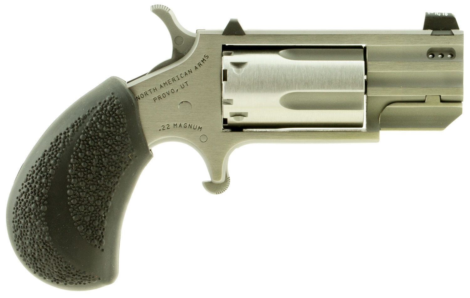 North American Arms PUGDP Pug  22 WMR 5 Shot 1" Stainless Steel Ported Barrel, Stainless Steel Frame, Stainless Cylinder
