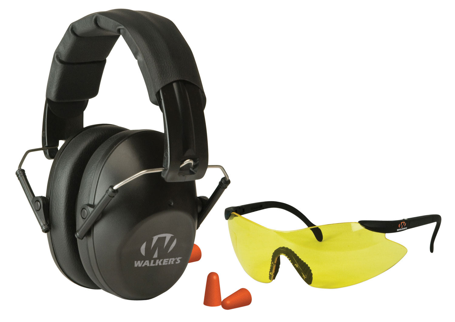 Walker's GWPFPM1GFP Pro Low Profile Passive Muff Combo Kit Includes Foam Ear Plugs, Low Profile 31 db Over the Head Pass