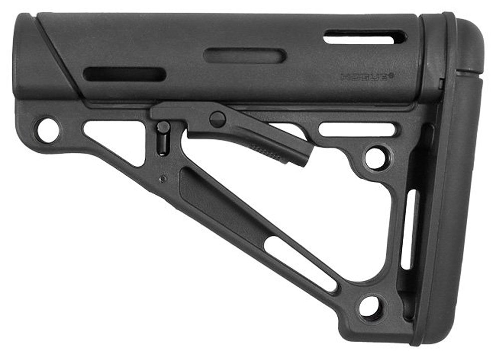 Hogue 15050 OverMolded Collapsible Buttstock Black OverMolded Rubber Black for AR15, M16, M4 with Commercial Tube (Tube 