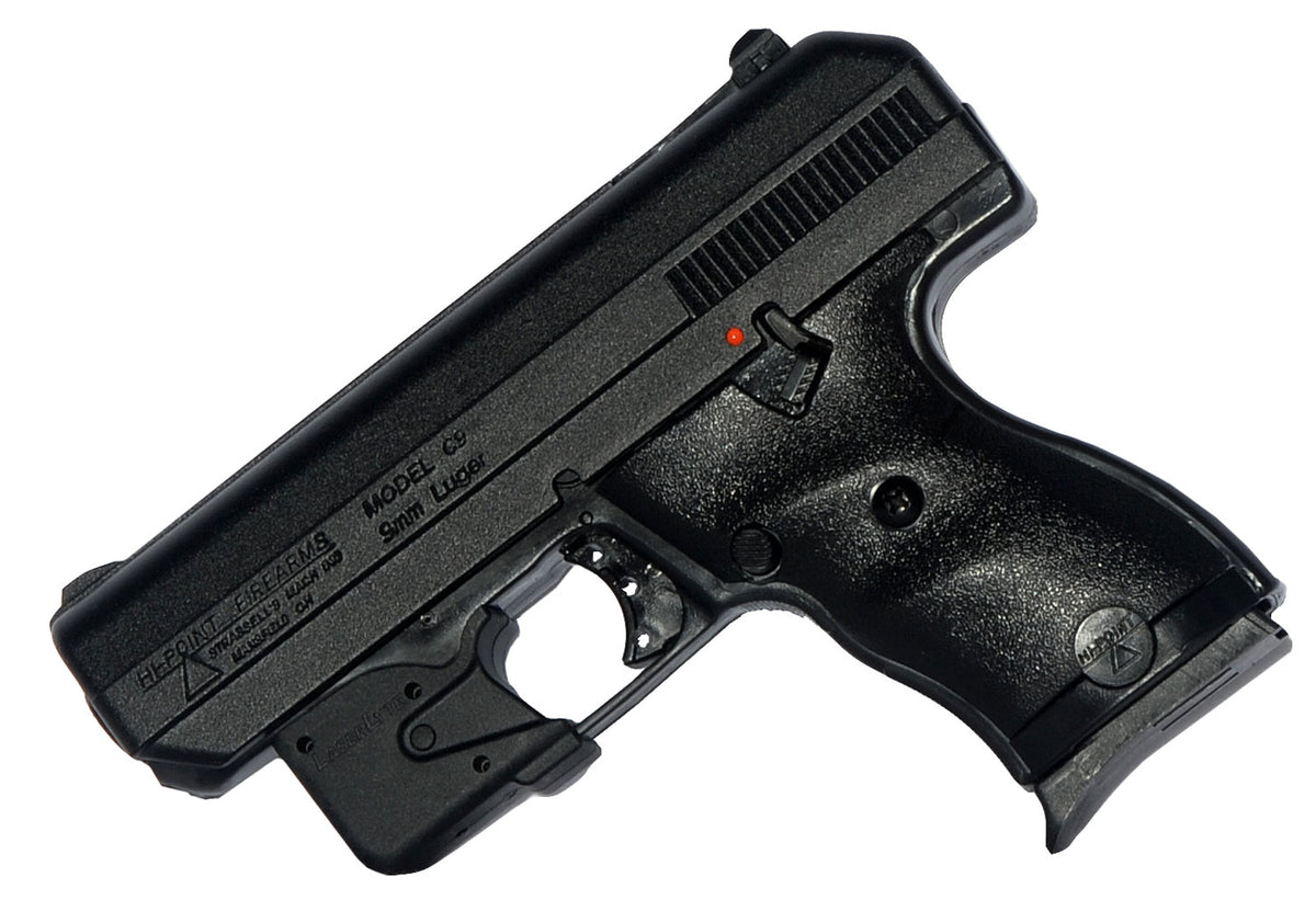 Hi-Point 916LLTGM C9  9mm Luger 8+1 3.50" Black Steel Barrel, Black Powder Coated Serrated Steel Slide, Black Polymer Fr