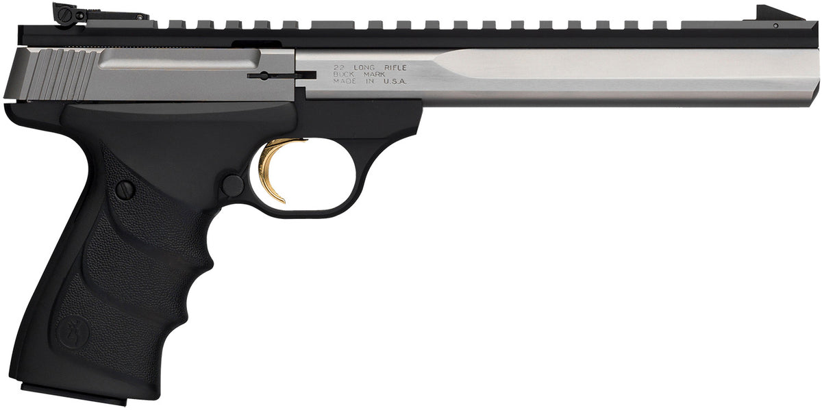 Browning 051508490 Buck Mark Contour 22 LR 10+1 7.25" Contoured Barrel, Matte Stainless Serrated Steel Optic Ready Slide