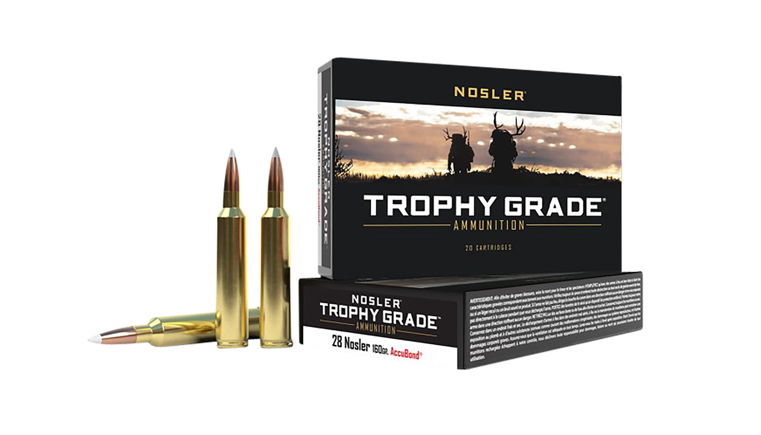 Nosler 60035 Trophy Grade  28Nosler 160gr Nosler AccuBond 20 Per Box/10 Case