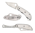 Spyderco C176P&S Clipitool  Silver Stainless Steel Folding 8Cr13MoV SS 4.57"/4.59" Long Part Serrated Blade Stainless St