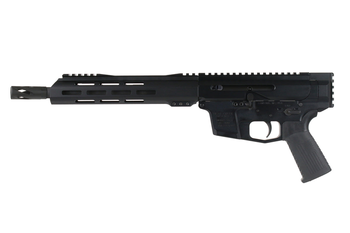 BC-9 9mm Left Side Charging Complete Pistol, 10.5" Parkerized M4 Barrel, 1:10 Twist, Billet Lower, Bufferless, Blowback, 9.5" M-LOK Rail