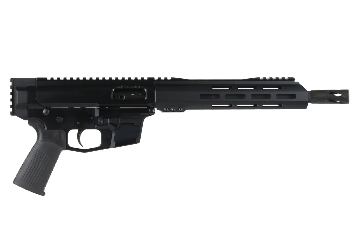 BC-9 9mm Left Side Charging Complete Pistol, 10.5" Parkerized M4 Barrel, 1:10 Twist, Billet Lower, Bufferless, Blowback, 9.5" M-LOK Rail