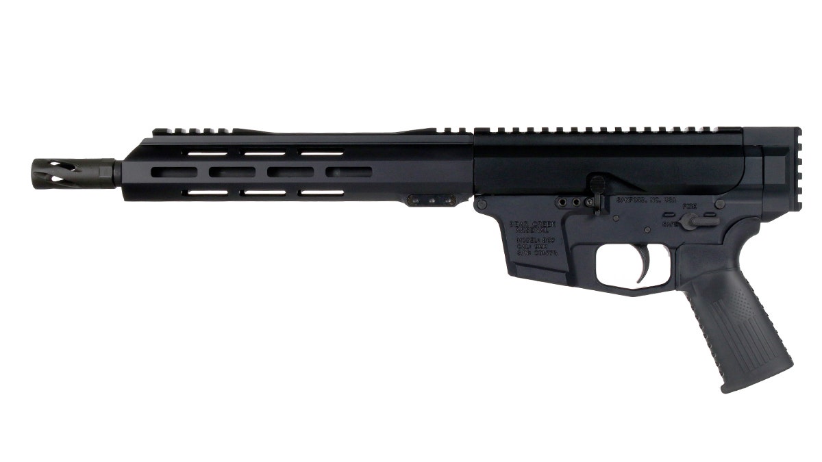 BC-9 9mm Right Side Charging Complete Pistol, 10.5" Parkerized M4 Barrel, 1:10 Twist, Billet Lower, Bufferless, Blowback, 9.5" M-LOK Rail